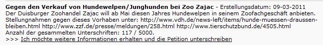 Gegen den Verkauf von Hundewelpen bei Zoo-Zajak.JPG
